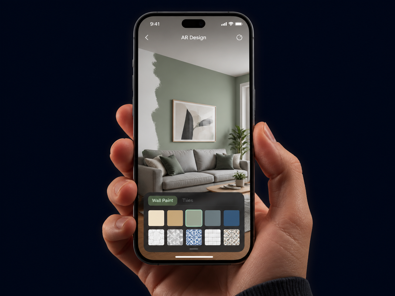 AR Interior Visualizer portfolio mockup