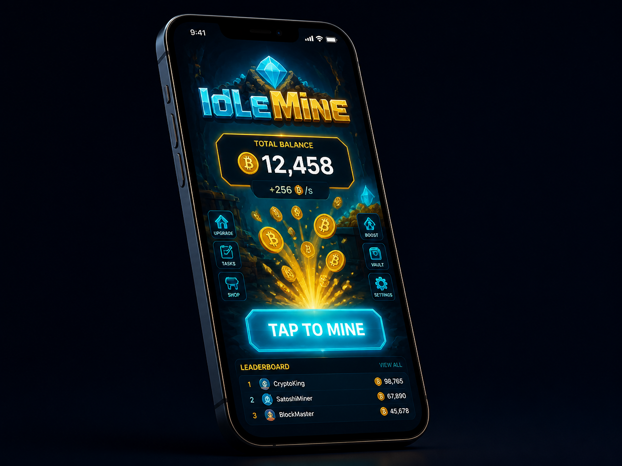 IdleMine portfolio mockup