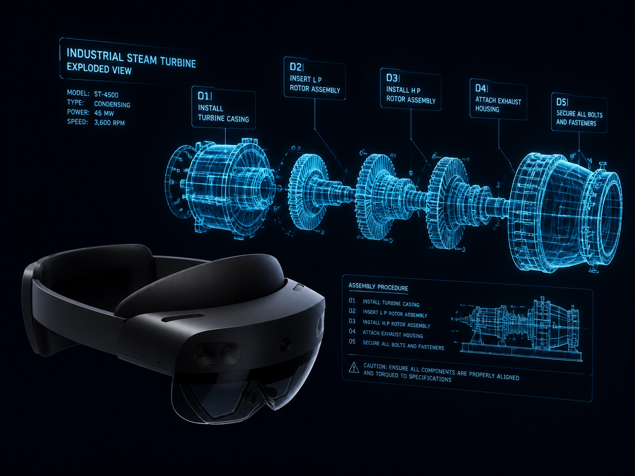 Mixed Reality Steam Turbine portfolio mockup